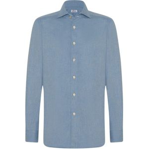 Kiton, Overhemden, Heren, Blauw, 5Xl, Katoen, Flanellen Katoenen Overhemd