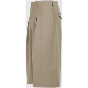 Ami Paris, Korte broeken, Heren, Beige, W38, Wol, Hoge Taille Wijde Pijp Bermuda Broek