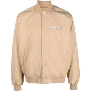 Moschino, Bruine Bomberjack met Geborduurd Logo Bruin, Heren, Maat:XL