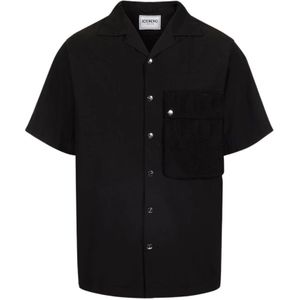 Iceberg, Zwarte shirt met logo en zilveren knopen Zwart, Heren, Maat:XL