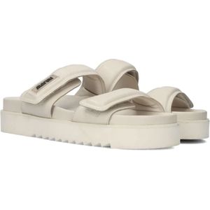 Maruti, Schoenen, Dames, Beige, 39 EU, Suède, Witte Leren Slipper Brooke