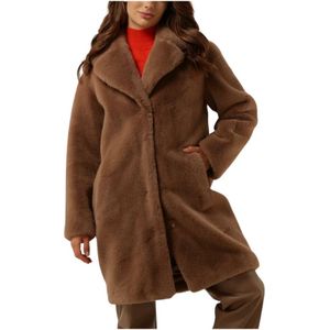 Stand Studio, Mantels, Dames, Bruin, L, Polyester, Taupe Faux Fur Cocoon Coat