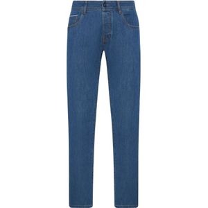 Kiton, Jeans, Heren, Blauw, W34, Denim, Moderne Slim-Fit Denim Jeans