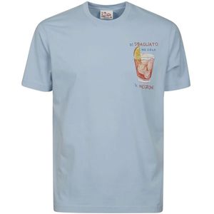 MC2 Saint Barth, Tops, Heren, Blauw, M, Katoen, Katoenen T-shirt met korte mouwen en logo