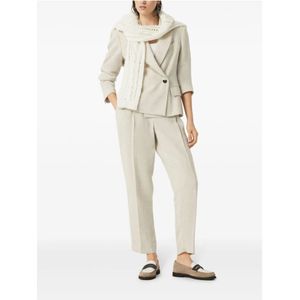 Brunello Cucinelli, Broeken, Dames, Beige, S, Beige Broek