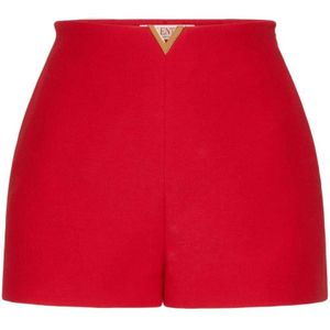 Valentino Garavani, Korte broeken, Dames, Rood, M, Wol, Rode Crepe Couture Shorts