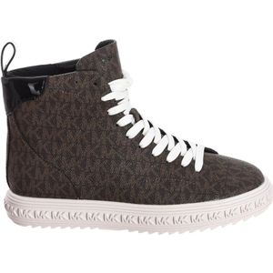 Michael Kors, Schoenen, Dames, Bruin, 38 EU, Denim, Grove Leren High Top Sneaker