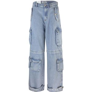 Icon Denim, Jeans, Dames, Blauw, W26, Katoen, Wijde Pijp Lage Taille Jeans