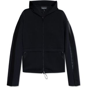 Emporio Armani, Hoodie met tweewegrits Zwart, Dames, Maat:S