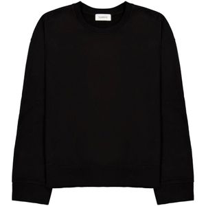 Laneus, Sweatshirts & Hoodies, unisex, Zwart, XS, Pailletten, Zwarte Palm Print Sweater met Pailletten