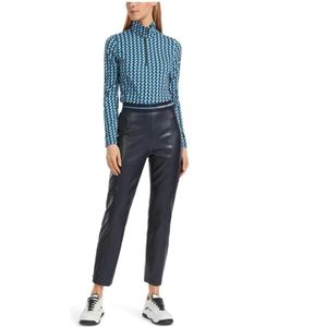 Marc Cain, Broeken, Dames, Blauw, M, Sofia Leren Accent Slim Fit Broek