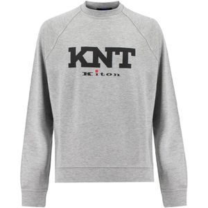 Kiton, Sweatshirts & Hoodies, Heren, Grijs, L, Wol, Grijze Ss 23 Sweatshirt met Rits