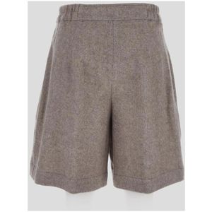 Gentryportofino, Korte broeken, Dames, Beige, 2Xs, Wol, Melange Virgin Wool Shorts