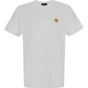 Versace, Tops, Heren, Wit, XL, Katoen, Katoenen T-shirt met korte mouwen