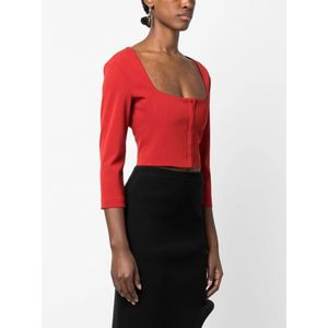 Acne Studios, Tops, Dames, Rood, M, Rode Square-Cut Cropped Top