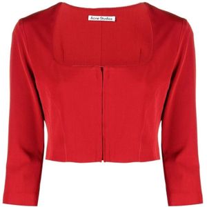 Acne Studios, Tops, Dames, Rood, M, Rode Square-Cut Cropped Top