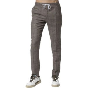 PT Torino, Bruin-Taupe Geruite Broek Bruin, Heren, Maat:M