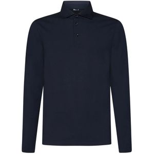 Malo, Blauwe Polo Shirt met Drie Knopen Blauw, Heren, Maat:S