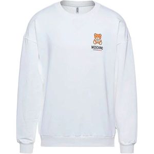 Moschino, Sweatshirts & Hoodies, Heren, Wit, M, Katoen, Suddenra Logo Teddybeer Sweatshirt