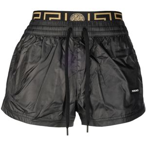 Versace, Korte broeken, Dames, Zwart, S, Polyester, Zwarte Bermuda Shorts voor de zomer