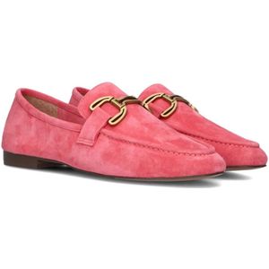 Bibi Lou, Schoenen, Dames, Rood, 37 EU, Suède, Rode Suède Loafers met Gouden Kettingdetail