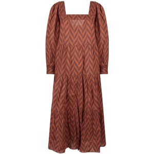 Ulla Johnson, Herringbone Maxi Jurk Oranje, Dames, Maat:M