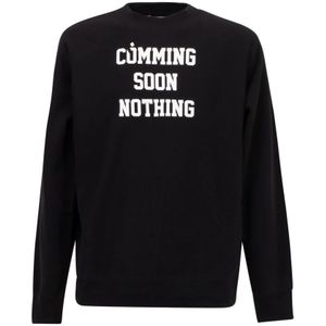 Noma t.d., Sweatshirts & Hoodies, Heren, Zwart, XL, Katoen, Zwarte Crewneck Sweater met Geribbelde Details