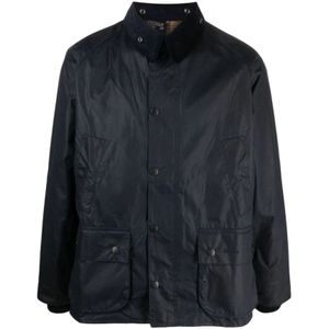 Barbour, Jassen, Heren, Blauw, XS, Blauwe Bedale Overhemdjasje