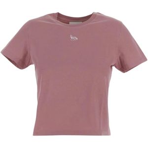 Maison Kitsuné, Tops, Dames, Roze, S, Katoen, Vos Katoenen T-Shirt