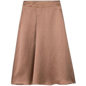 Luisa Cerano, Linnen Rok - Modieuze Midi Rok Bruin, Dames, Maat:M