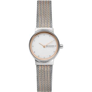 Skagen, Freja Lille Milanaise Bicolor Roestvrij Stalen Horloge Grijs, Dames, Maat:ONE Size