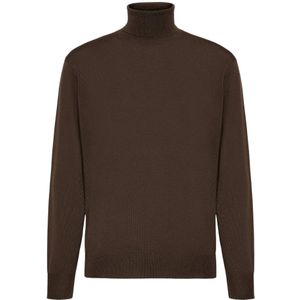 Boggi Milano, Truien, Heren, Bruin, 3Xl, Wol, Merino wol polokraag trui