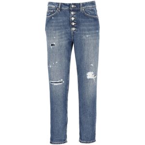 Dondup, Jeans, Dames, Blauw, W24, Denim, Blauwe Jeans met Gescheurde Details