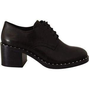 Ash, Zwarte leren gestikte blokhak Oxford schoenen Zwart, Dames, Maat:37 EU