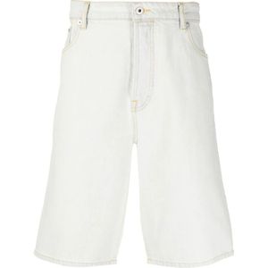 Kenzo, Korte broeken, Heren, Wit, W30, Denim, Logo-geborduurde denim shorts