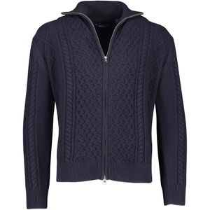 Gant, Sweatshirts & Hoodies, Heren, Blauw, L, Katoen, Donkerblauwe Vest met Rits