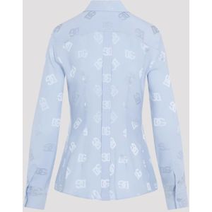 Dolce & Gabbana, Blouses & Shirts, Dames, Blauw, S, Blauwe Zijden Shirt Verhoog Stijl