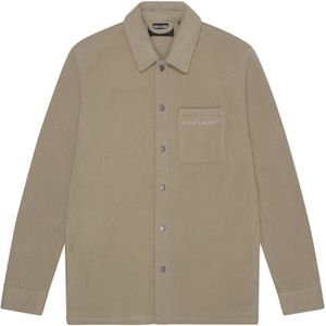 Lyle & Scott, Jassen, Heren, Beige, XS, Geborduurd Fleece Overshirt