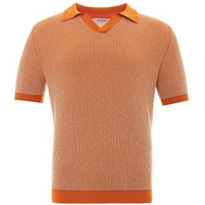 Gran Sasso, Tops, Heren, Oranje, L, Katoen, Gestreept Oranje Polo Tennisshirt