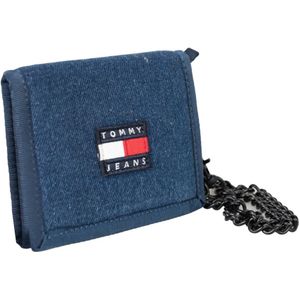 Tommy Jeans, Stijlvolle Heren Denim Portemonnee met Ketting Blauw, Heren, Maat:ONE Size