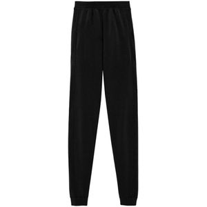 Saint Laurent, Broeken, Dames, Zwart, S, Wol, Zwarte wollen gebreide legging met elastische tailleband en enkelboeien