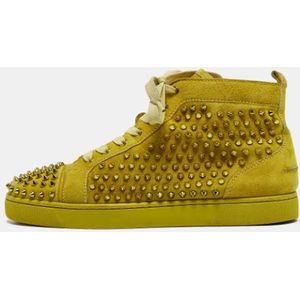 Christian Louboutin Pre-owned, Pre-owned, Heren, Geel, 43 EU, Pre-owned Suede sneakers