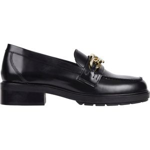 Tommy Hilfiger, Zwarte Chain Loafers voor Dames Zwart, Dames, Maat:36 EU