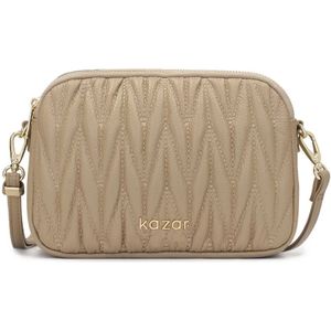 Kazar, Tassen, Dames, Beige, ONE Size, Leer, Opvallende gewatteerde handtas met schouderband