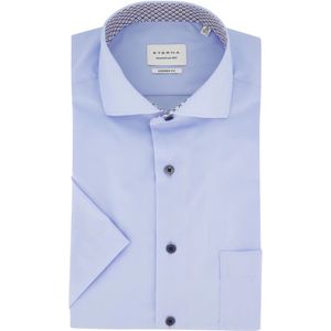 Eterna, Overhemden, Heren, Blauw, L, Katoen, Modern Fit Korte Mouw Overhemd Lichtblauw