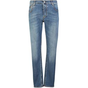 Alexander McQueen, Jeans, Heren, Blauw, M, Katoen, Blauwe Distressed Jeans voor Heren