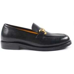 Mara Bini, Schoenen, Dames, Zwart, 36 EU, Leer, Zwarte Leren Loafers met Gouden Gesp