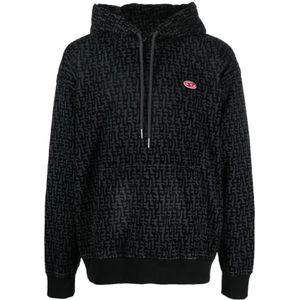 Diesel, Hoodies Zwart, Heren, Maat:L