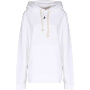 JW Anderson, Sweatshirts & Hoodies, Dames, Wit, XS, Katoen, Witte Hoodie van Katoen-Zijde Mix