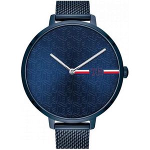 Tommy Hilfiger, Accessoires, Dames, Blauw, ONE Size, Blauw Stalen Dames Quartz Horloge